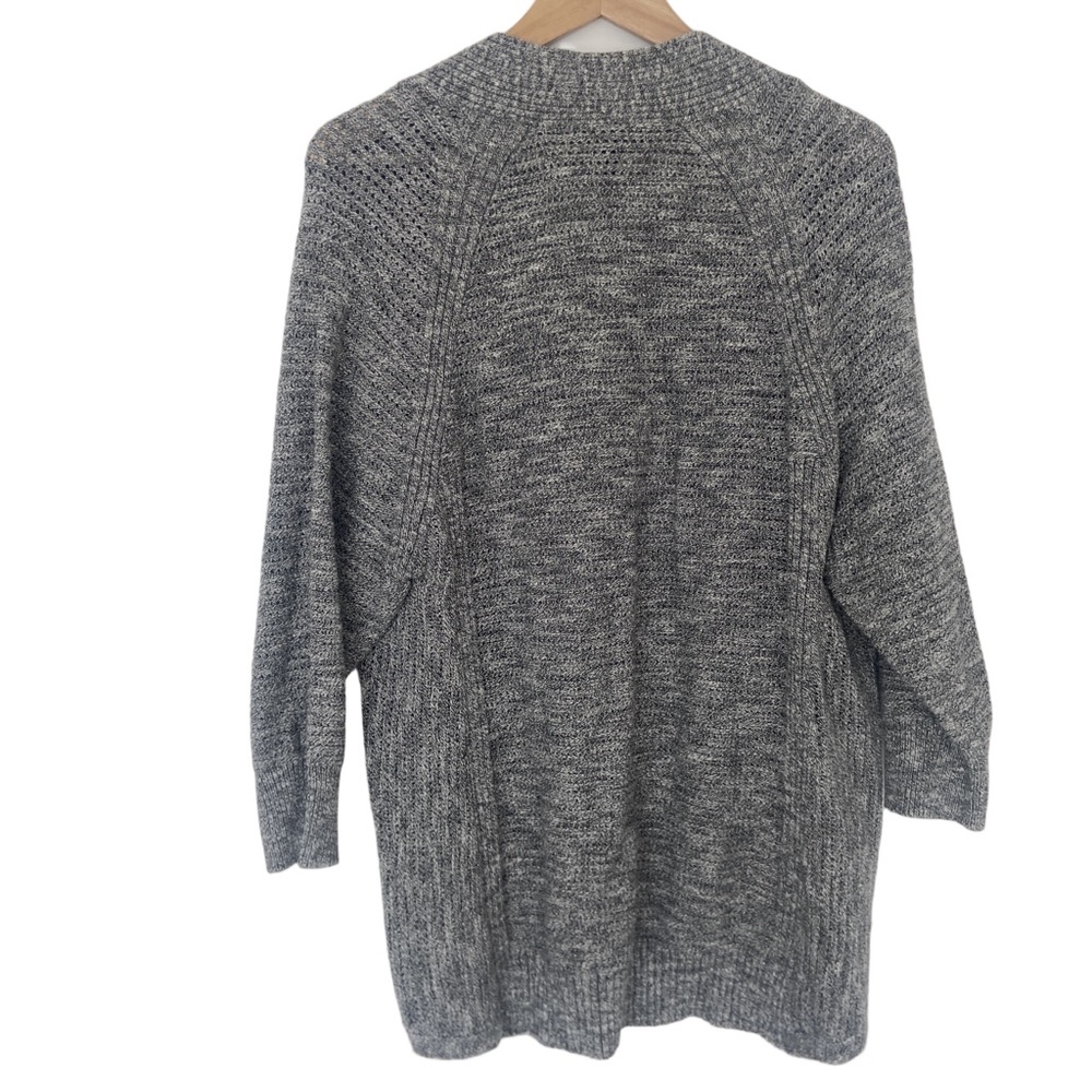 BANANA REPUBLIC MELANGE GREY CHARCOAL OPEN KNIT COTTON CARDIGAN - Picture 2 of 11